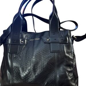 Cole Haan Textured Black Leather Tote